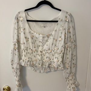 White Blouse with Floral Embroidery